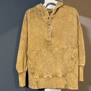 Zenana Outfitters Mustard Hooded Sweatshirt